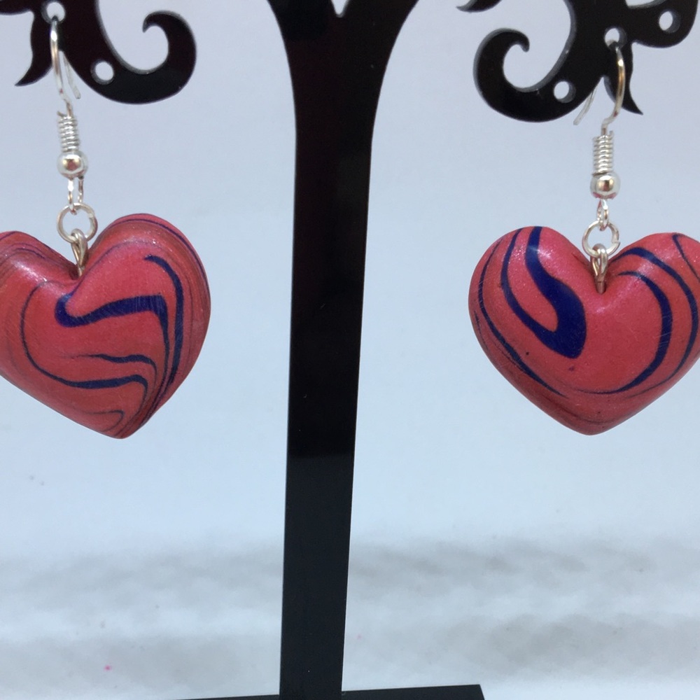 Unique Handmade Polymer Clay Dangle Earrings - Picture 2 of 8